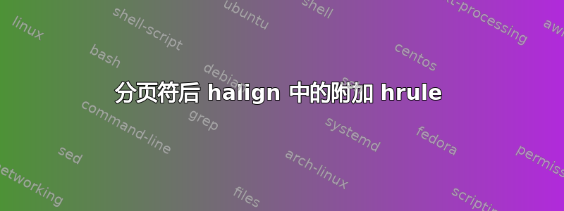 分页符后 halign 中的附加 hrule