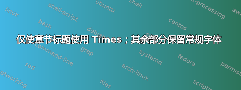 仅使章节标题使用 Times；其余部分保留常规字体