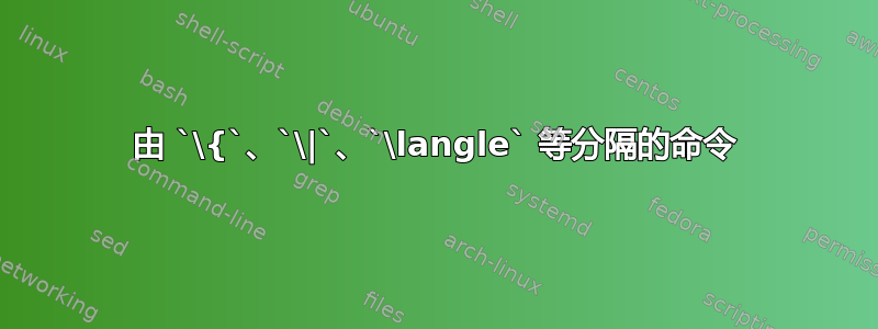 由 `\{`、`\|`、`\langle` 等分隔的命令