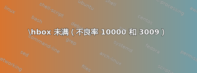 \hbox 未满（不良率 10000 和 3009）