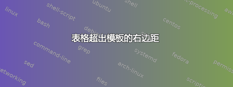 表格超出模板的右边距