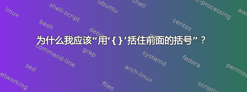 为什么我应该“用‘{}’括住前面的括号”？