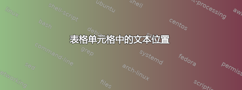 表格单元格中的文本位置