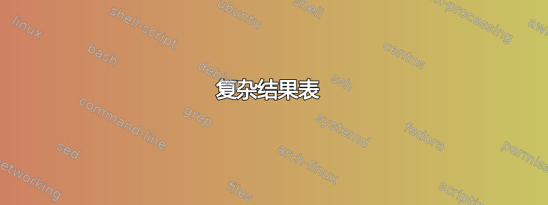 复杂结果表 