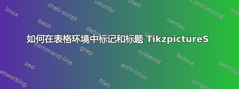 如何在表格环境中标记和标题 TikzpictureS