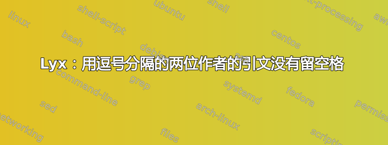 Lyx：用逗号分隔的两位作者的引文没有留空格