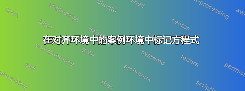 在对齐环境中的案例环境中标记方程式