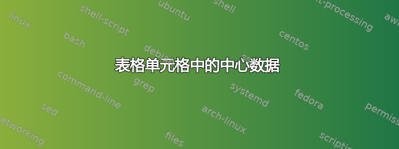 表格单元格中的中心数据