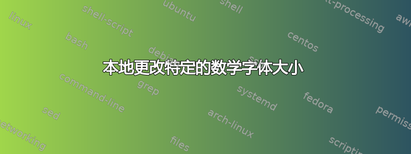 本地更改特定的数学字体大小