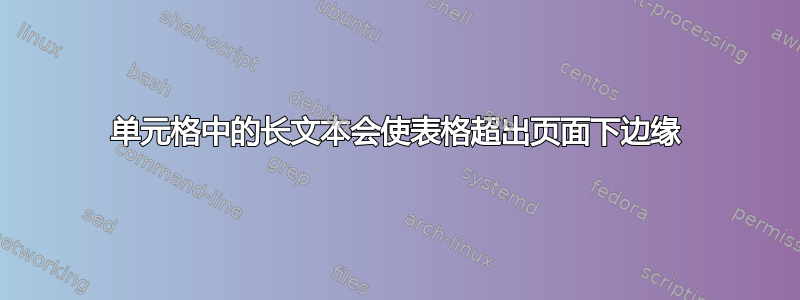 单元格中的长文本会使表格超出页面下边缘