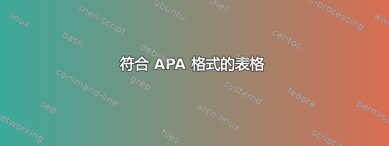 符合 APA 格式的表格