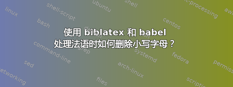 使用 biblatex 和 babel 处理法语时如何删除小写字母？