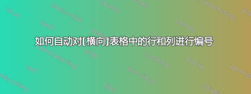 如何自动对[横向]表格中的行和列进行编号