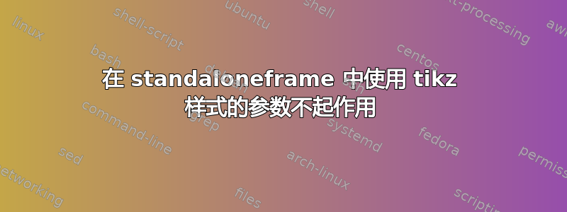 在 standaloneframe 中使用 tikz 样式的参数不起作用