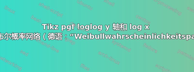 Tikz pgf loglog y 轴和 log x 轴用作威布尔概率网络（德语：“Weibullwahrscheinlichkeitspapier”）