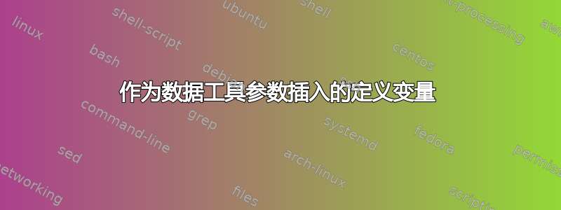 作为数据工具参数插入的定义变量