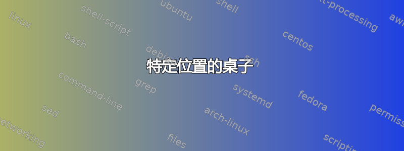 特定位置的桌子