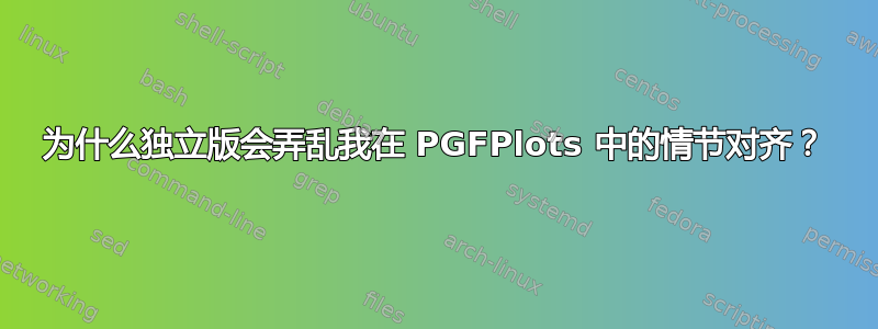 为什么独立版会弄乱我在 PGFPlots 中的情节对齐？