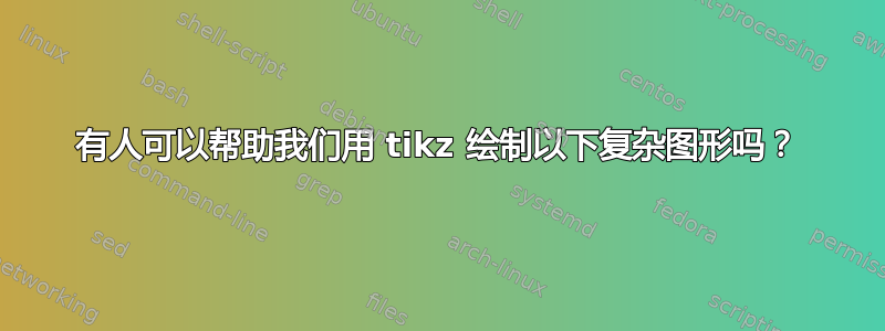 有人可以帮助我们用 tikz 绘制以下复杂图形吗？