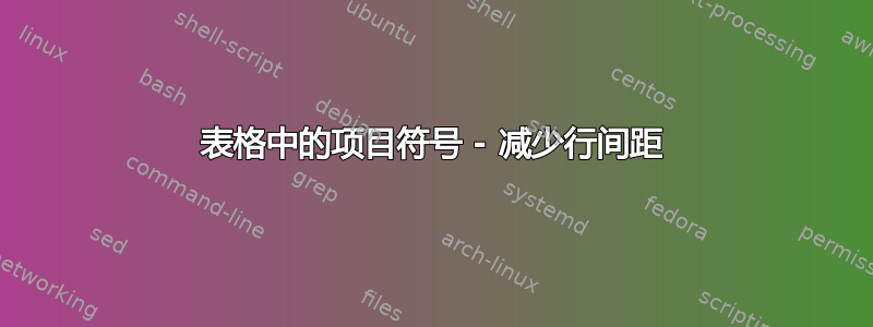 表格中的项目符号 - 减少行间距