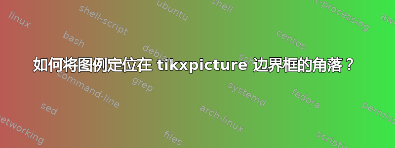 如何将图例定位在 tikxpicture 边界框的角落？