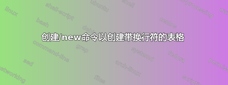 创建/new命令以创建带换行符的表格