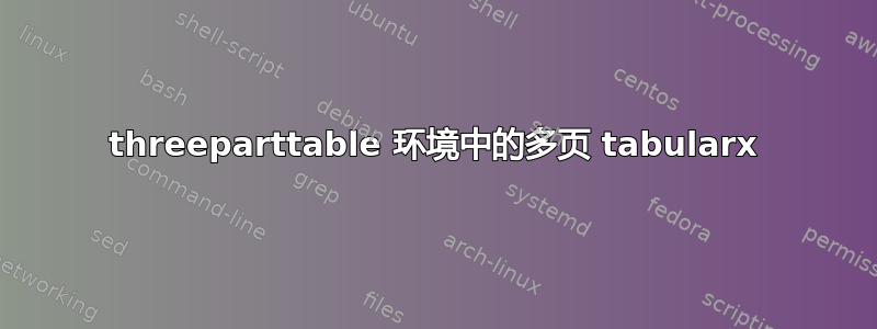 threeparttable 环境中的多页 tabularx