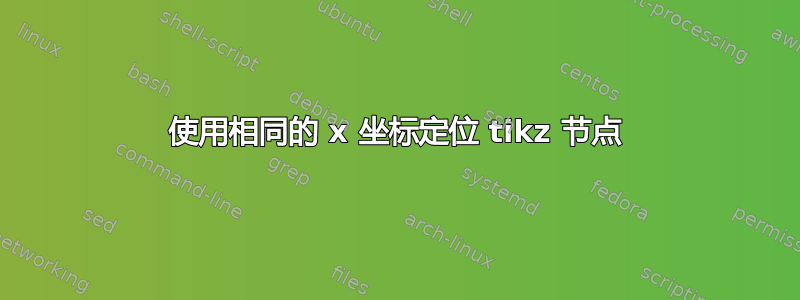 使用相同的 x 坐标定位 tikz 节点