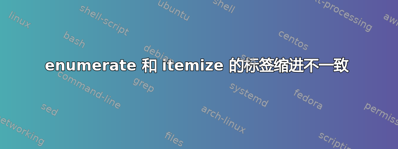 enumerate 和 itemize 的标签缩进不一致