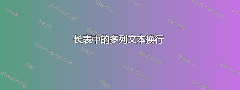 长表中的多列文本换行