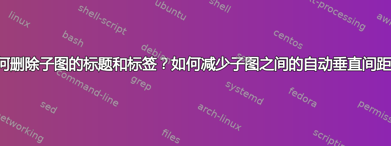 如何删除子图的标题和标签？如何减少子图之间的自动垂直间距？