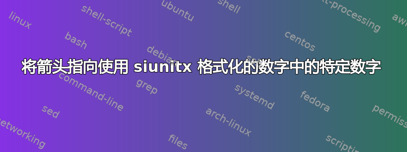 将箭头指向使用 siunitx 格式化的数字中的特定数字