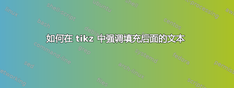 如何在 tikz 中强调填充后面的文本