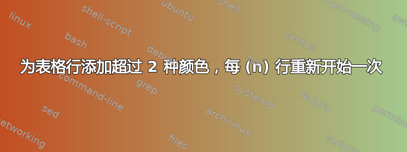 为表格行添加超过 2 种颜色，每 (n) 行重新开始一次