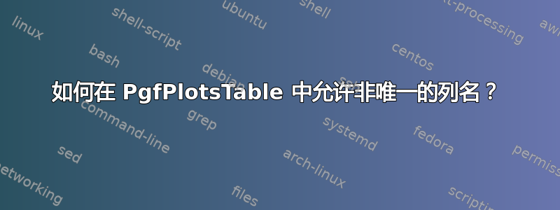 如何在 PgfPlotsTable 中允许非唯一的列名？