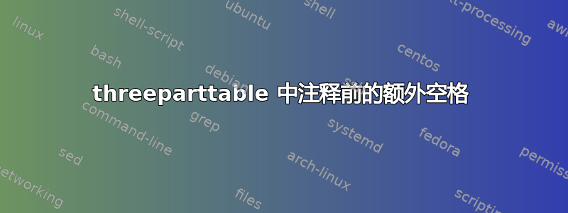 threeparttable 中注释前的额外空格