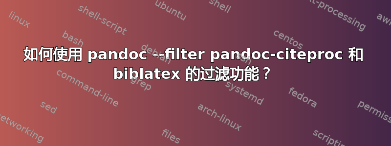 如何使用 pandoc --filter pandoc-citeproc 和 biblatex 的过滤功能？