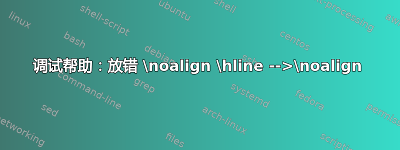 调试帮助：放错 \noalign \hline -->\noalign