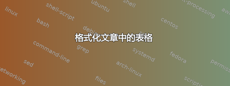 格式化文章中的表格