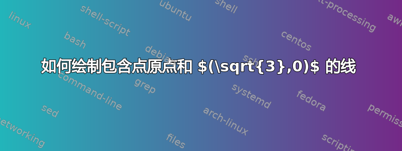 如何绘制包含点原点和 $(\sqrt{3},0)$ 的线