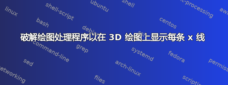 破解绘图处理程序以在 3D 绘图上显示每条 x 线