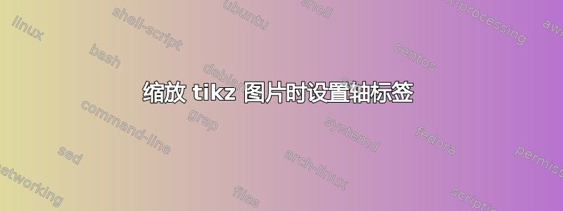 缩放 tikz 图片时设置轴标签