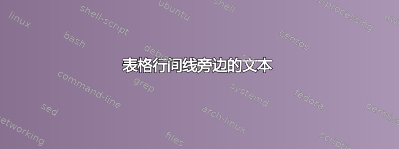 表格行间线旁边的文本