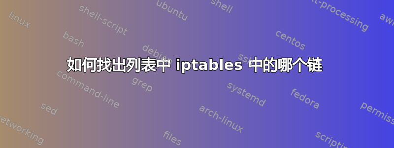 如何找出列表中 iptables 中的哪个链