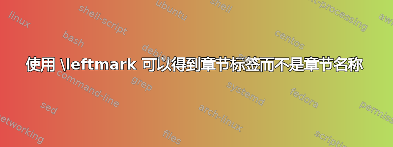 使用 \leftmark 可以得到章节标签而不是章节名称