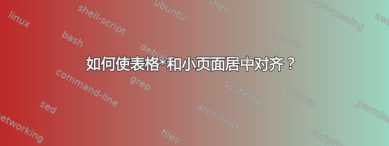 如何使表格*和小页面居中对齐？