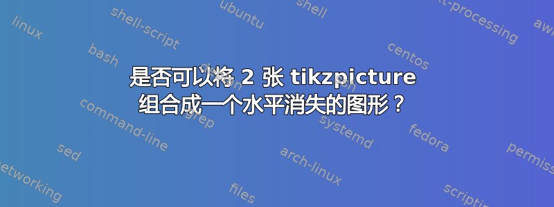 是否可以将 2 张 tikzpicture 组合成一个水平消失的图形？