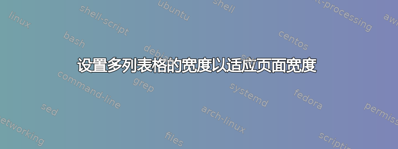 设置多列表格的宽度以适应页面宽度