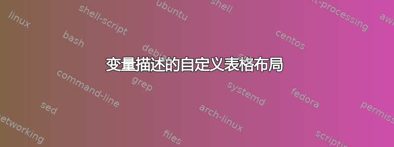 变量描述的自定义表格布局