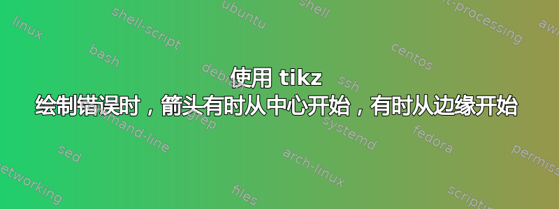 使用 tikz 绘制错误时，箭头有时从中心开始，有时从边缘开始